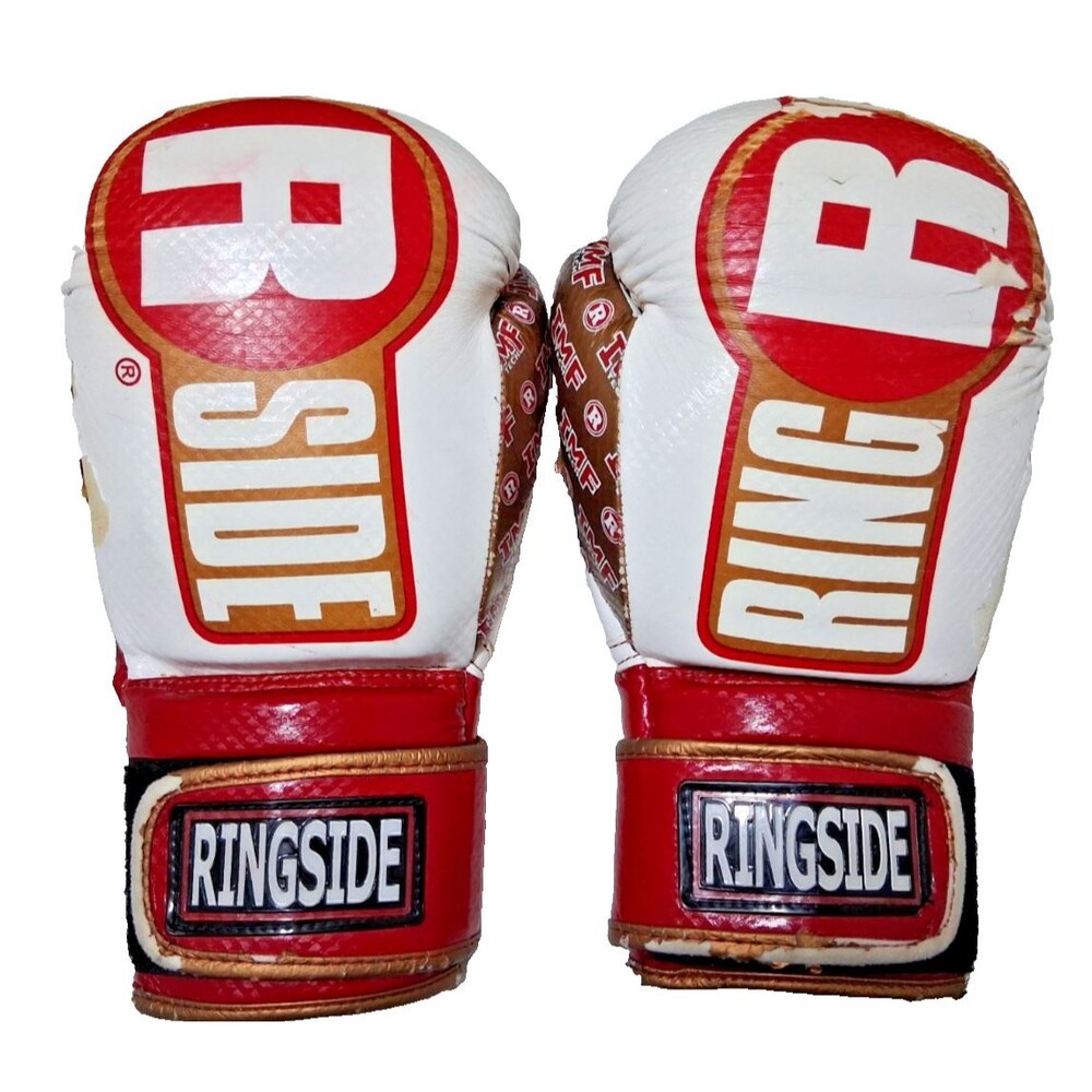 Ringside Apex Boxing MMA Kickboxing White Red Gloves 18oz Large Sparring